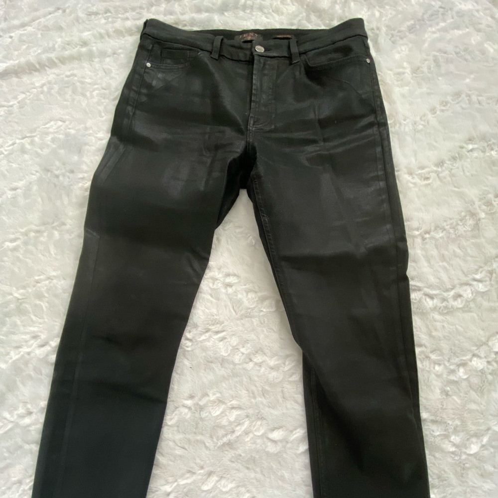 7 for all mankind Black Faux Leather Ankle Skinny Jeans Jen7 Style Sz 10